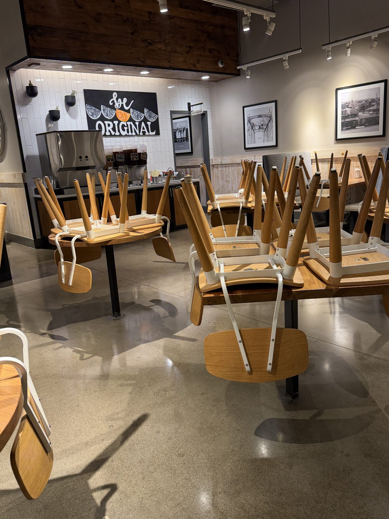 Restaurant concrete floor showing even, sealed appearance after Legacy Industrial Coatings work