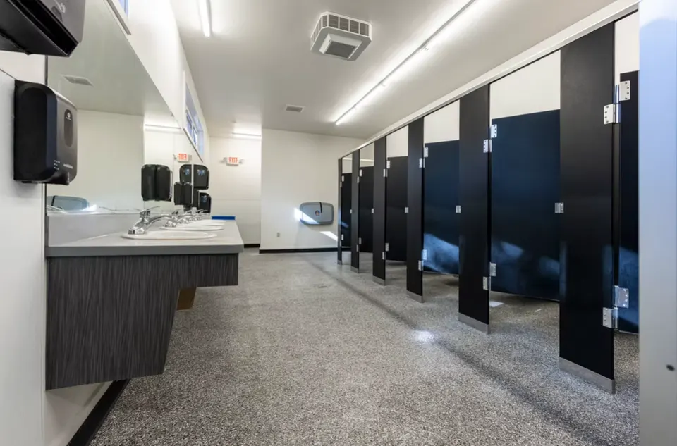 Commercial restroom with epoxy flooring