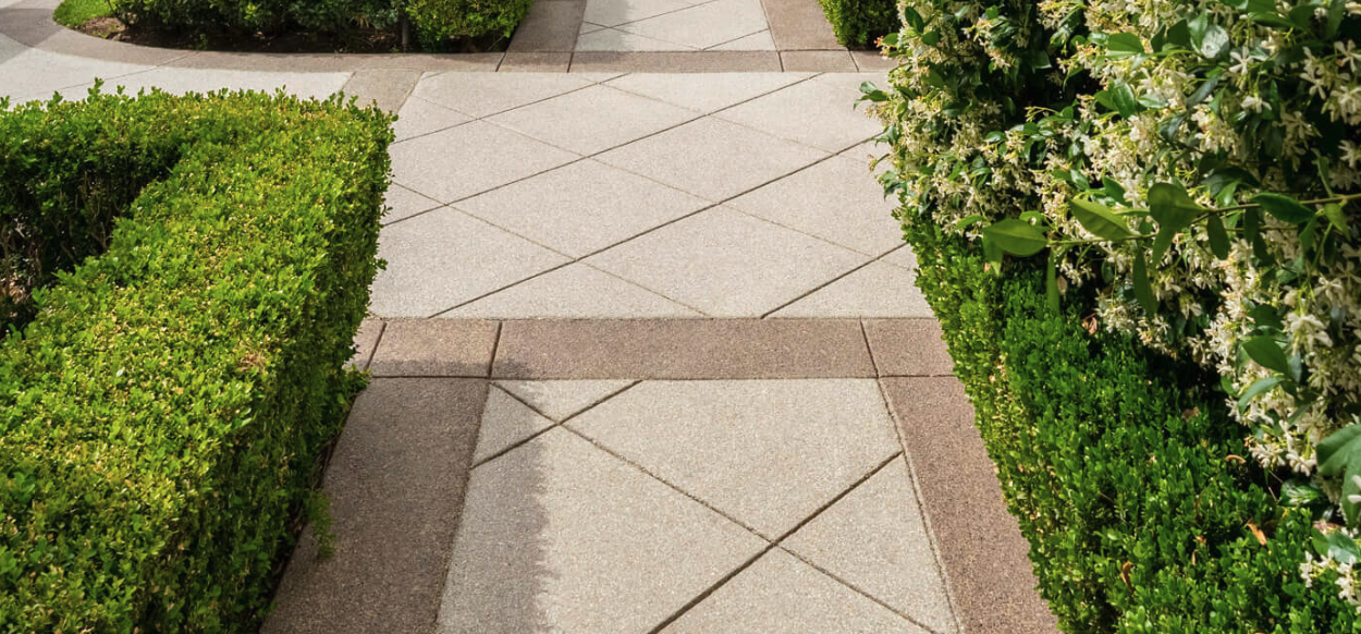 Close-up of polyurea flake patio floor texture