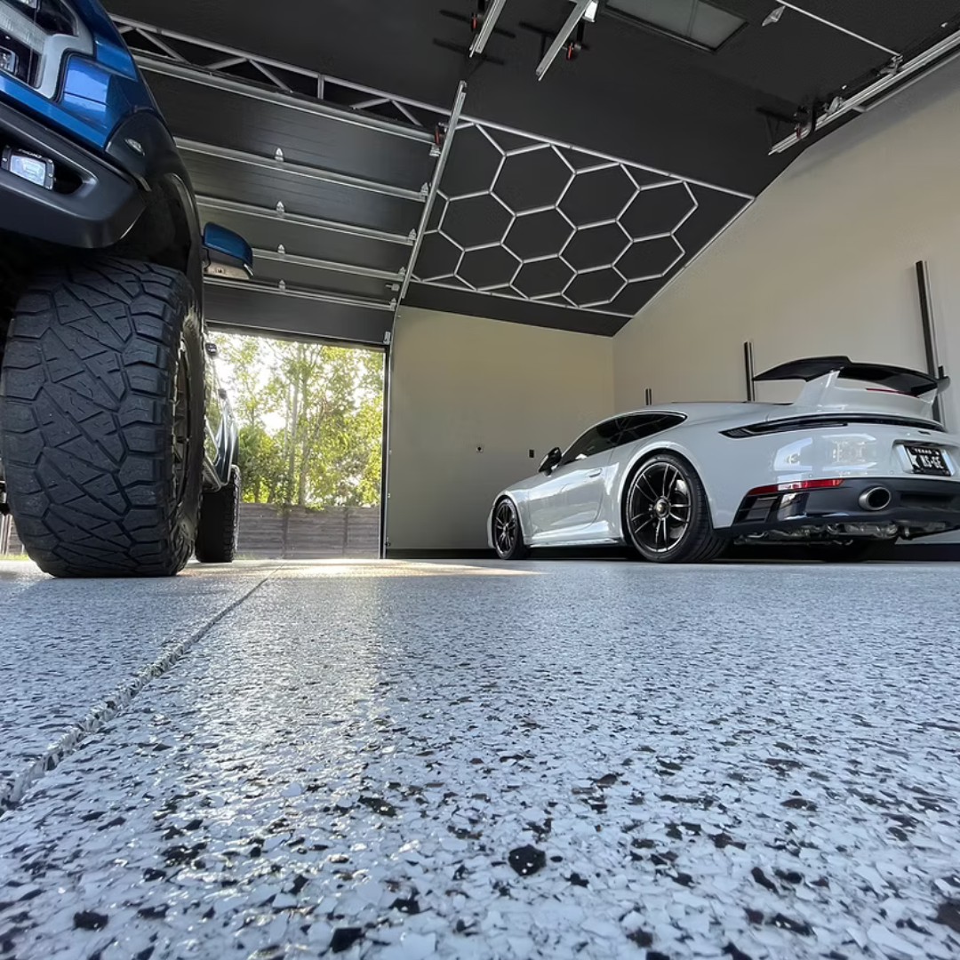 Premium garage floor with luxury car