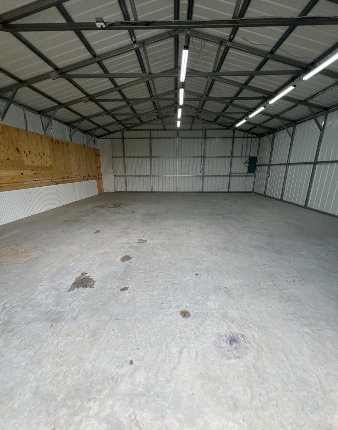 Before large garage space concrete floor