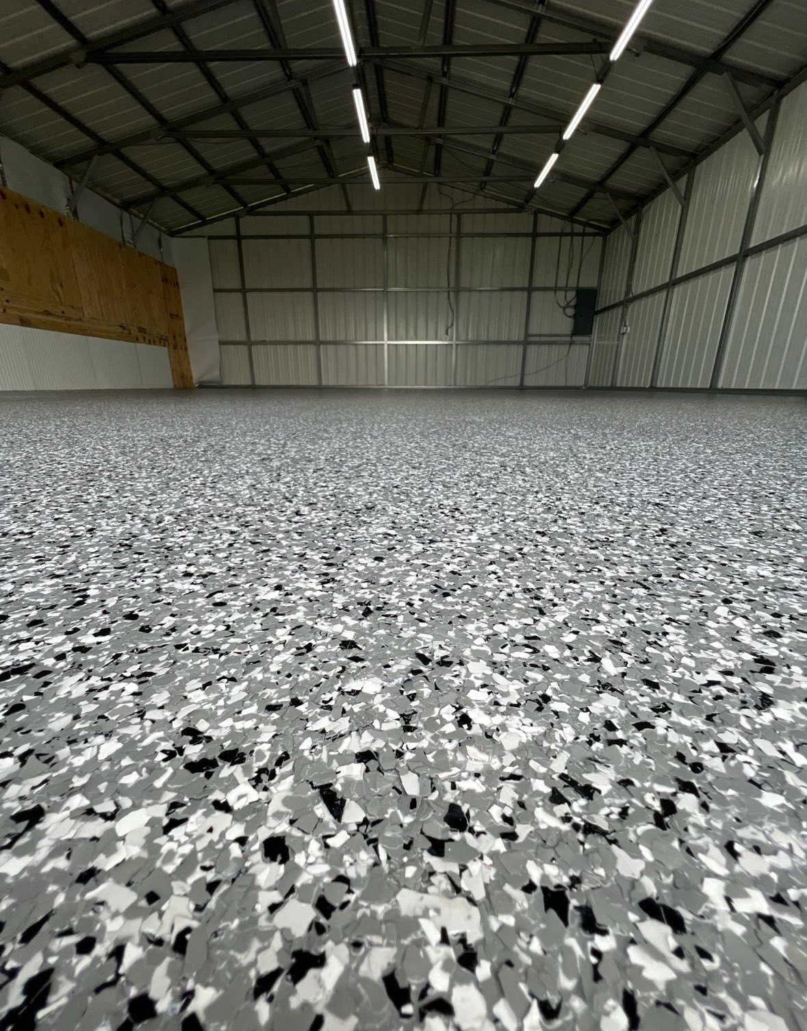 After large garage space with premium flake coating